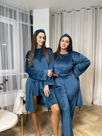 Komplet piżamowy Trento 4 w 1 Fala Morska: Szlafrok, Spodnie, T-shirt i Szorty