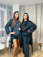 Komplet piżamowy Trento 4 w 1 Ciemnozielony: Szlafrok, Spodnie, T-shirt i Szorty